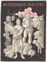 Gönczi-Gebhardt Tibor (1902-1994): Mezőgazdasági kiállítás, plakátterv, vegyes technika, papír, jelzett, gyűrődésekkel, 32×24 cm