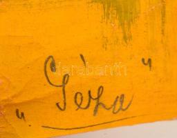 Géza jelzéssel: Mein plakátterv, hajtott, gyűrött, szakadással, 56×36 cm