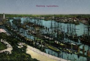 Hamburg, Hafen - 4 db régi képeslap a kikötőről / 4 pre-1945 postcards of the port, harbor