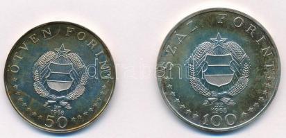 1968. 50Ft Ag + 100Ft Ag "Semmelweis pár" T:1- patina
Adamo EM27; EM28