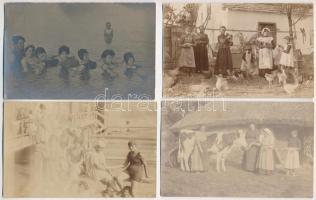 ~1912 Keszthely, 13 db eredeti fotó családi életképekkel a ház körül és a Balatonban. Kavalier Józsá...