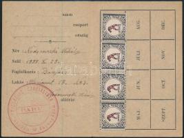 1932 Párizs, Magyar Emigrációs Szocialista Munkáspárt tagsági könyv, tagdíjbélyegekkel