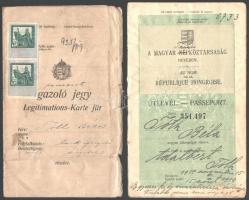 1919 Bp., Fényképes igazoló jegy és tanácsköztársasági útlevél