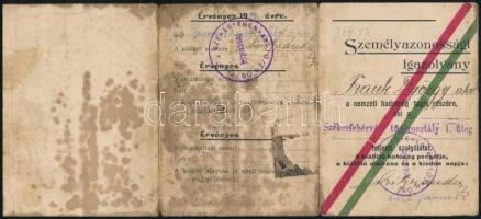 cca 1920-1940 Fehérvári/Frank György tüzér iratai: igazolások, igazolványok, stb., összesen 11 db