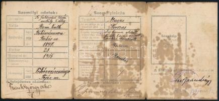 cca 1920-1940 Fehérvári/Frank György tüzér iratai: igazolások, igazolványok, stb., összesen 11 db