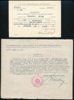 cca 1920-1940 Fehérvári/Frank György tüzér iratai: igazolások, igazolványok, stb., összesen 11 db