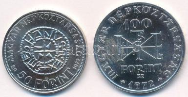 1972. 50Ft Ag + 100Ft Ag "Szent István" pár T:BU 
Adamo EM38, EM39