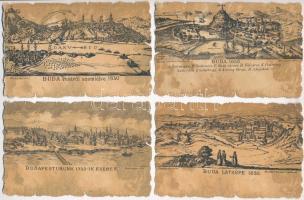 Budapest anno 1650 és 1750 - 6 db képeslap / 6 pre-1900 postcards