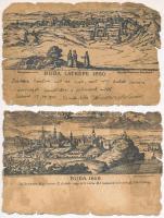 Budapest anno 1650 és 1750 - 6 db képeslap / 6 pre-1900 postcards