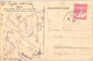 Zboró, Zborov; Szász hársfa, Datum sub centum tiliis. II. Rákóczi Ferenc kedvenc sétahelye / Saxon l...