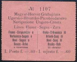 cca 1910 Magyar-Horvát Gőzhajózás Fiume-Segna-Zara jegy