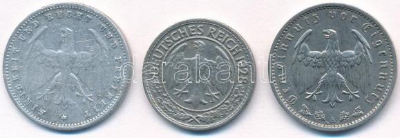 Németország / Weimari Köztársaság 1923A 200M Al + 1928D 50pf Ni + Német Harmadik Birodalom 1937A 1M ...