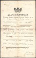 1907 Tartalékos hadnagy részére szóló kilépési bizonyítvány Jekelfalussy Lajos honvédelmi miniszter (1906-1910) aláírásával