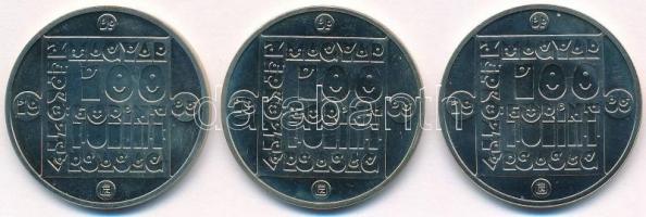 1985. 100Ft alpakka (3xklf) "Természetvédelem - Mocsári Teknős, Vadmacska, Vidra" T:BU Ada...