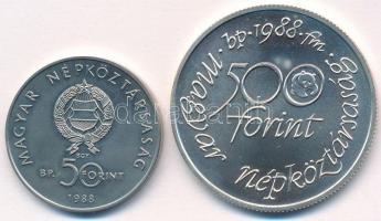 1988. 50Ft "Világ Vadvédelmi Alap II. - Kékvércse" + 500Ft Ag "Világ vadvédelmi alap&...