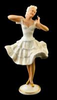 Unterweissbach balerina figura, kézzel festett, kopott, jelzett, m: 20 cm