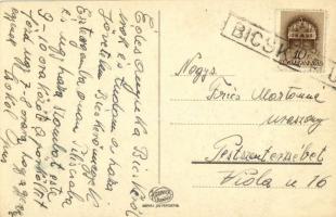 Bicske, Hősök szobra, emlékmű, Horthy Miklósné gyermekotthon, M. kir. állami polgári iskola, Evangél...