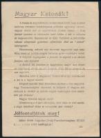 1918 Magyar katonák! Jól fontoljátok meg!, nyomtatott röplap, magyar és német nyelven