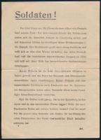 1918 "Magyar katonák! Jól fontoljátok meg!", nyomtatott röplap, magyar és német nyelven