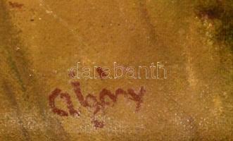 Czigány jelzéssel: Vízparti életkép. Olaj, karton (hibás), keretben, 30×40 cm