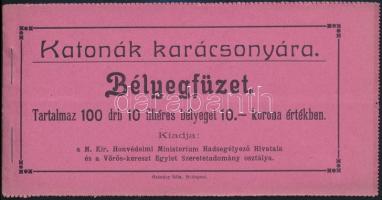 1915 Katonák karácsonyára 10f 100 darabos segélybélyegfüzet, magyar nyelvű / stamp booklet