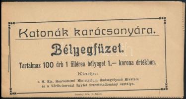 1915 Katonák karácsonyára 1f 100 darabos segélybélyegfüzet, magyar nyelvű / stamp booklet
