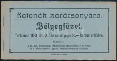 1915 Katonák karácsonyára 2f 100 darabos segélybélyegfüzet, magyar nyelvű / stamp booklet