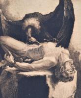 Jelzés nélkül: Prométheusz. Rézkarc, papír-karton, körbevágva, 38×28 cm
