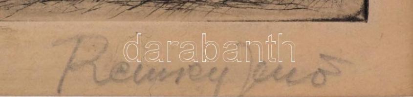 Remsey Jenő (1885-1970): Magányos ház. Rézkarc, papír, jelzett, 19×29 cm