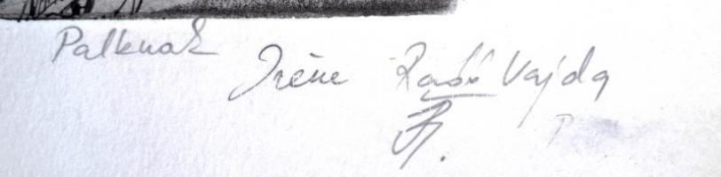 Iréne Radó Vajda (1952-): Julia's garden. Rézkarc, papír, jelzett, 27×15 cm