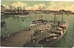 1910 Fiume, Rijeka; port view with steamships (EK)
