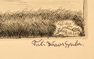 Tuli János Gyula (?-): Hortobágy. Rézkarc, papír, jelzett, keretben,