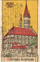 1901 Budapest I. Mátyás templom anno 1686-ban. Art Nouveau (vágott / cut)