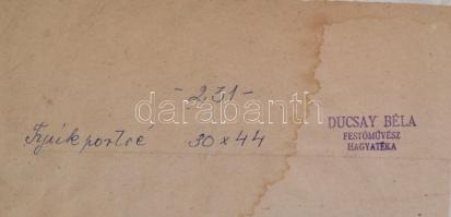 Ducsay Béla(1893-1967): Tyúk portré. Akvarell, papír, jelzett, hagyatéki bélyegzővel, 46x31 cm