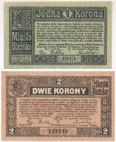 Lengyelország / Bielsko (Bielitz) 1919. 1K + 2K T:I- Poland / Bielsko (Bielitz) 1919. 1 Korona + 2 Korony C:AU