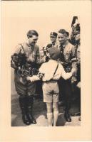 Adolf Hitler with members of the Hitlerjugend. WWII NS (Nazi) propaganda. Nr. 122. Verlag Hans Andres (fl)