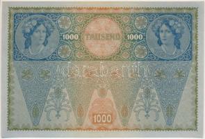 1919. (1902) 1000K vízszintes piros "DEUTSCHÖSTERREICH" felülbélyegzéssel, hátlap rajzos T...