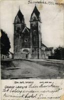 1906 Lébény, Római katolikus templom (épült 1206-ban). Kiadja Natz Márton (felületi sérülés / surface damage)