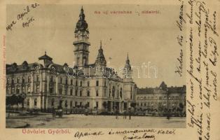 1902 Győr, az új városháza oldalról. Kiadja Berecz Viktor
