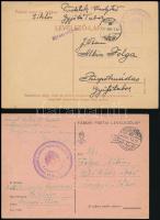 cca 1939-1942 Internált lengyel menekült részére írt levelezőlapok, neki szóló igazolások, kijárási engedélyek, stb., magyar és lengyel nyelven, összesen 10 db
