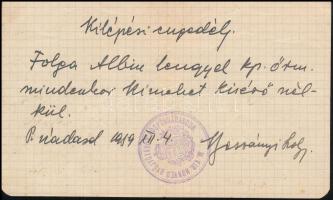 cca 1939-1942 Internált lengyel menekült részére írt levelezőlapok, neki szóló igazolások, kijárási ...