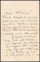 1886 Arany László (1844-1898) levele sógorának, Szél Kálmán nagyszalontai esperesnek, melyben hírt ad súlyos betegségben szenvedő, majd később ebbe belehaló lánya, Szél Piroska (1865-1886) állapotáról. 3 beírt oldal. Borítékkal