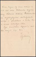 1906 ifj. Tisza Kálmán gróf (1867-1947) saját kézzel írt levele Szél Kálmán nagyszalontai esperesnek...