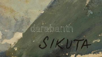 Sikuta jelzéssel: Virágcsendélet. Olaj, karton (hibás), 58×44 cm