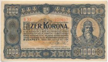 1923. 1000K Magyar Pénzjegynyomda R.t. Budapest nyomdahely jelöléssel T:II-
