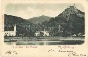1899 Vágváralja, Vág-Podhrágy, Povazské Podhradie (Vágbeszterce, Povazská Bystrica); vár, templom, faúsztatás. Gansel Lipót 18. / castle, church, wood rafting