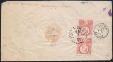 Mi 10 pair  on 5kr PS-cover as registered cover "BELLOVÁR" - "WIEN" Réznyomat 5k...