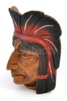 Fából faragott indiánfej. 21 cm