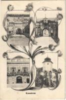 1914 Komárom, Komárnó; Várkapuk, Kőszűz, Várparancsnokság / castle gates, statue, castle headquarters. Art Nouveau, floral (EK)
