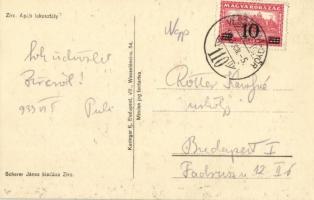 1933 Zirc, apáti lakosztály. Kiadja Scherer János + "VESZPRÉM - GYŐR 110" vasúti mozgópost...